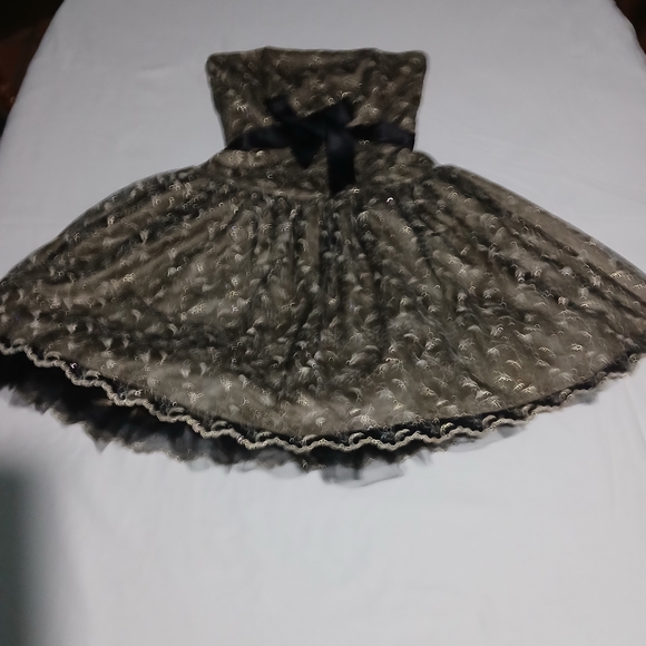 Jessica McClintock Strapless Dress in Black and Gold - Picture 1 of 7